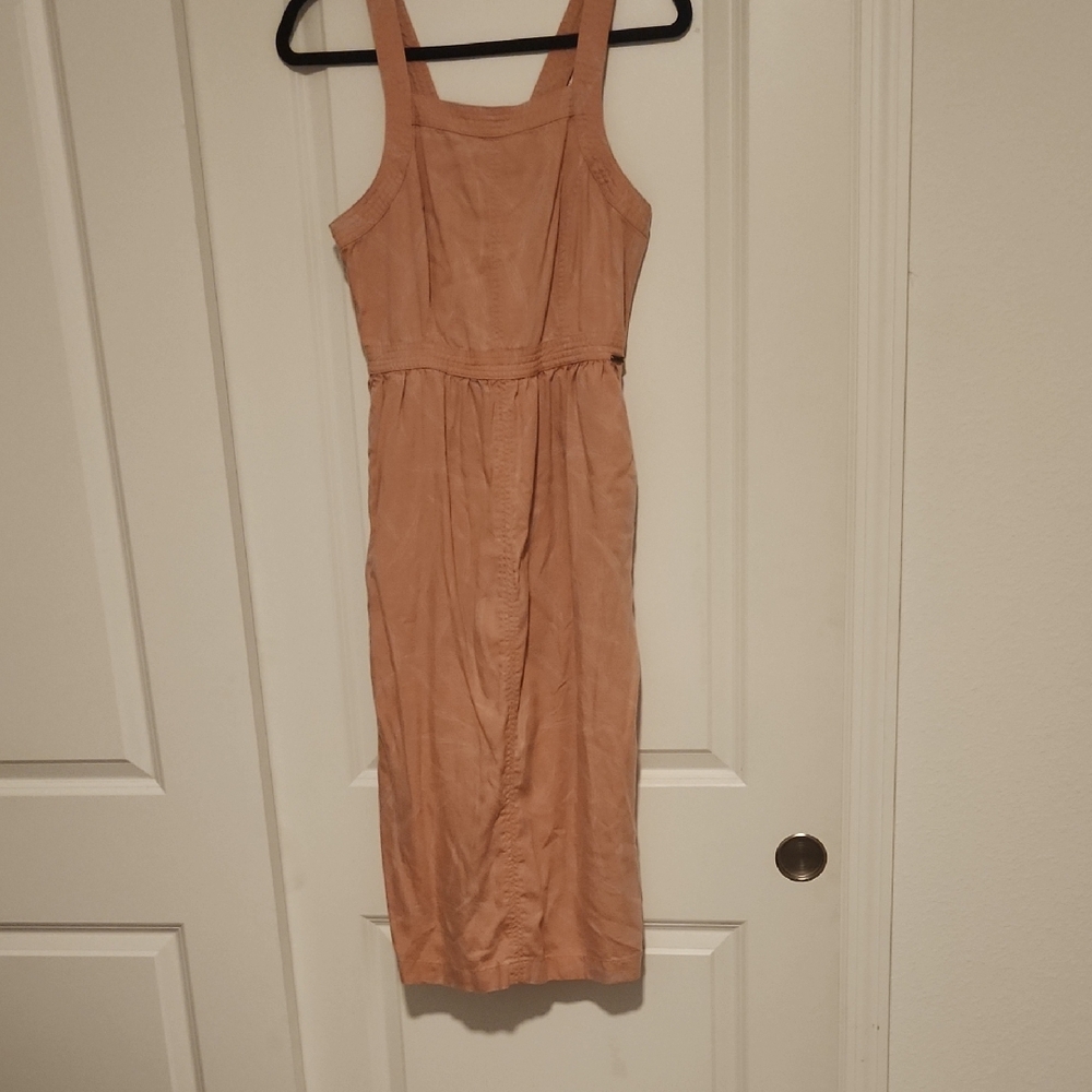 Prana Pink Sheath Midi Dress Sleeveless Scoop Neck